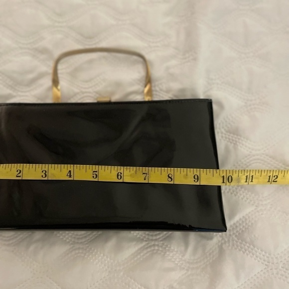 Ande' Evening Clutch w/Gold Twisted Handle 1960’s Vintage Black Patent.GORGEOUS! - Picture 13 of 13